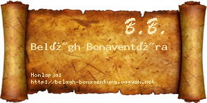 Belágh Bonaventúra névjegykártya